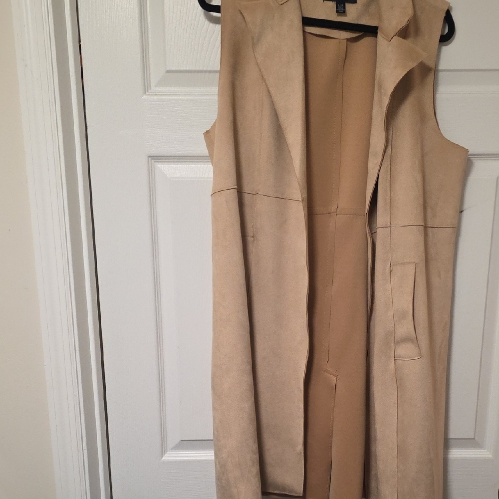 Joan Vass Beige Sleeveless Long Vest